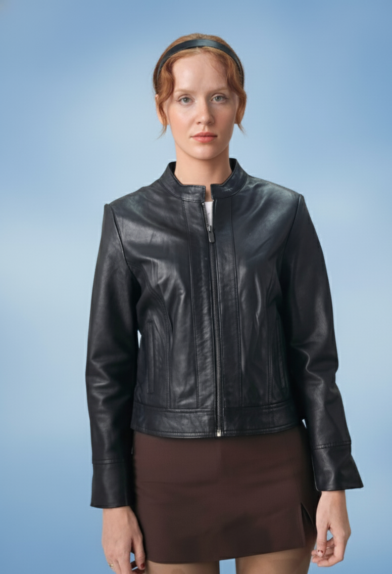 Chaqueta de cuero negra