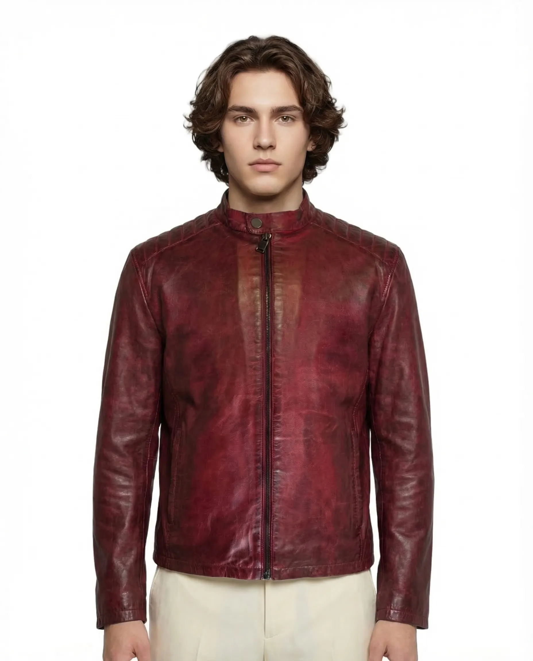 33006  Chaqueta de cuero rojo