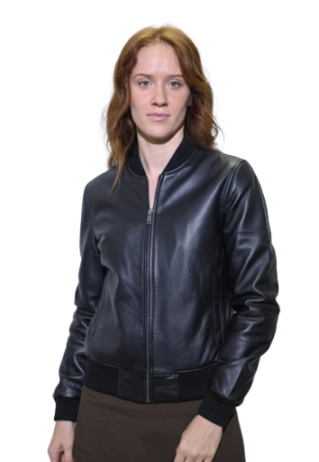 016 - Bomber de cuero negra