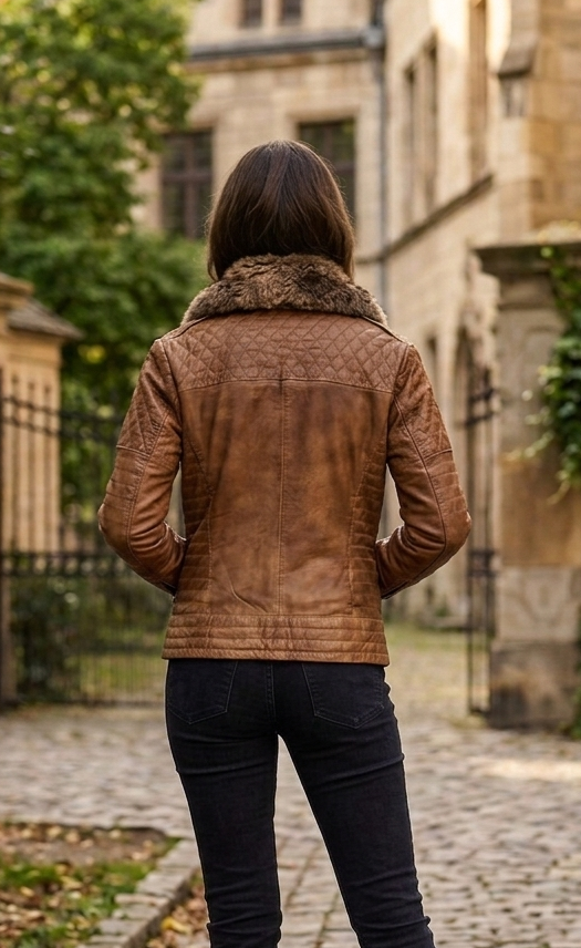 3341 - CHAQUETA PIEL NAPA COLOR MARRON CUELLO DESMONTABLE
