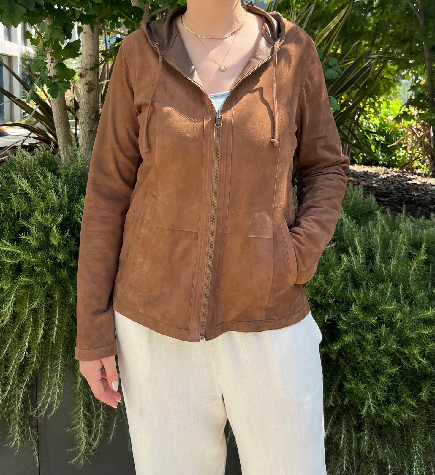 Flor - Chaqueta de ante marrón