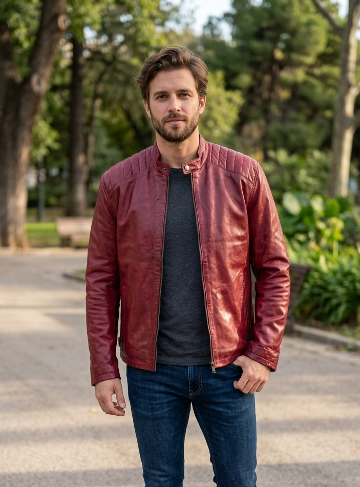 33006  Chaqueta de cuero rojo