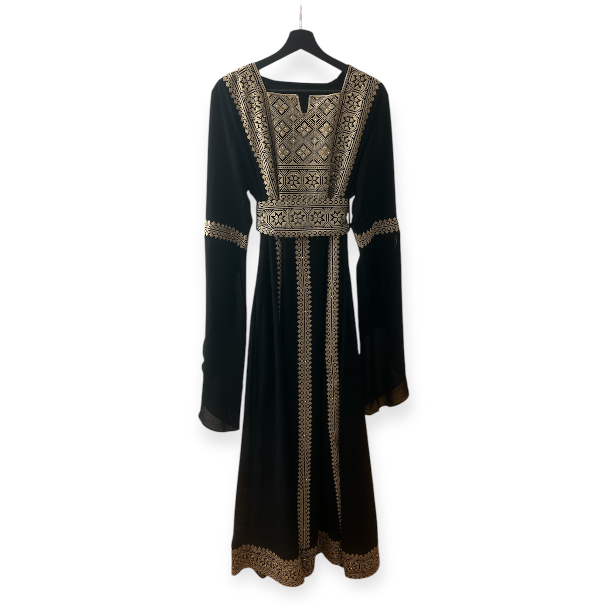 Traditional Black and Gold Embroidered Dress