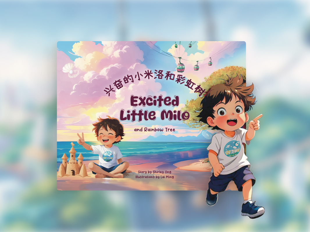 Excited Little Milo and Rainbow Tree