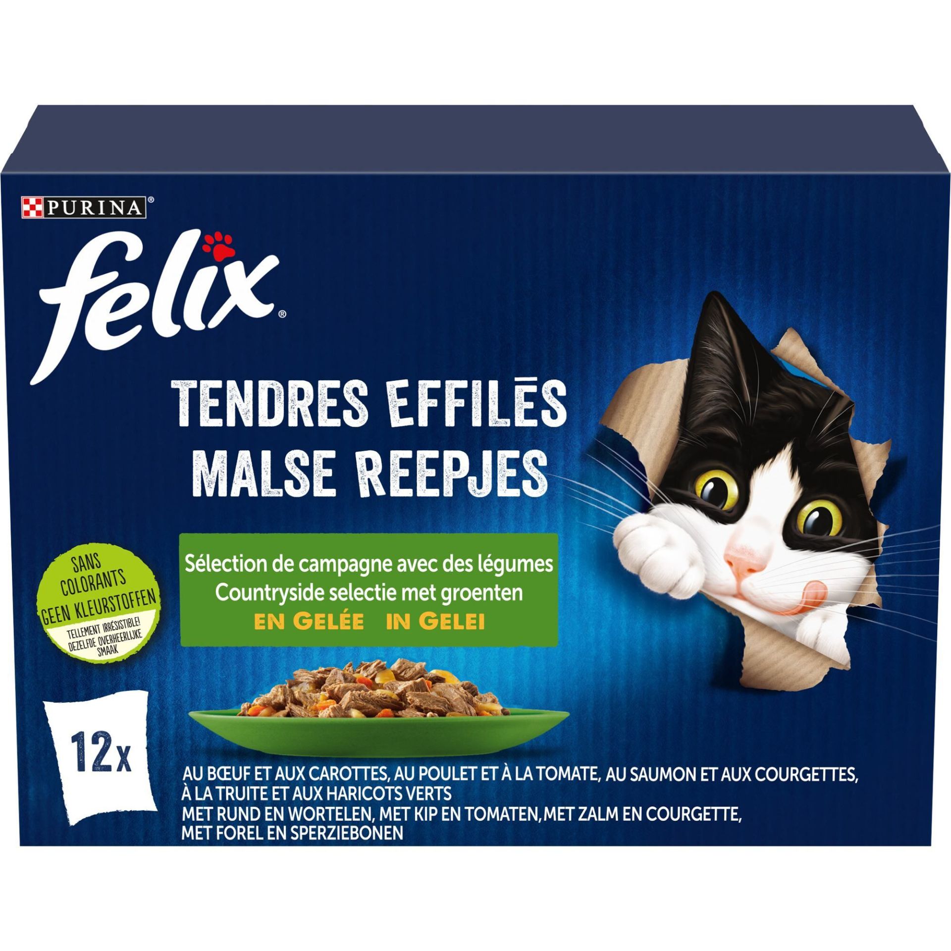 Pâté FELIX® Sélection de légumes en gelée nourriture humide pour chats (85gx12pcs)