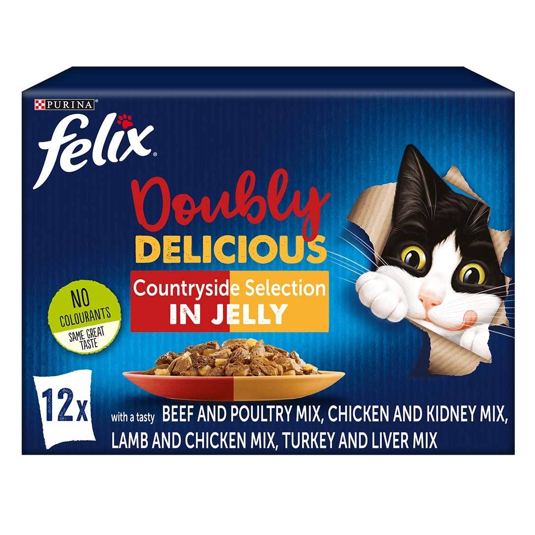 Pâté FELIX® Doubly Delicious Countryside Meaty Nourriture humide pour chats (85gx12pcs)
