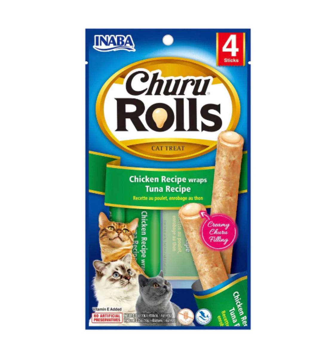 FRIANDISES CHURU ROLLS Saveur Poulet & Thon (10gx4)