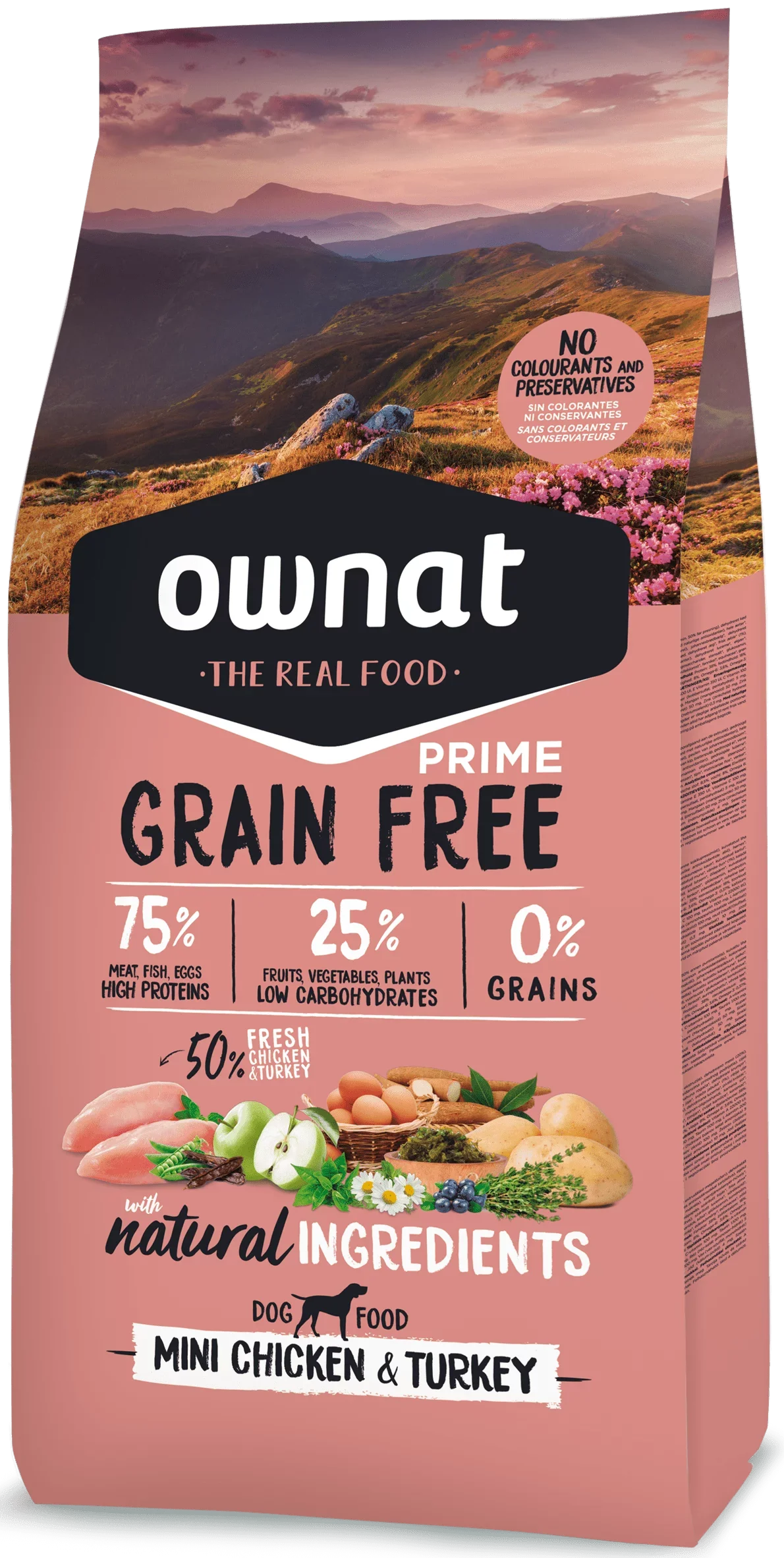 Ownat Grain Free Prime Mini Adult Poulet & Dinde 3 Kg