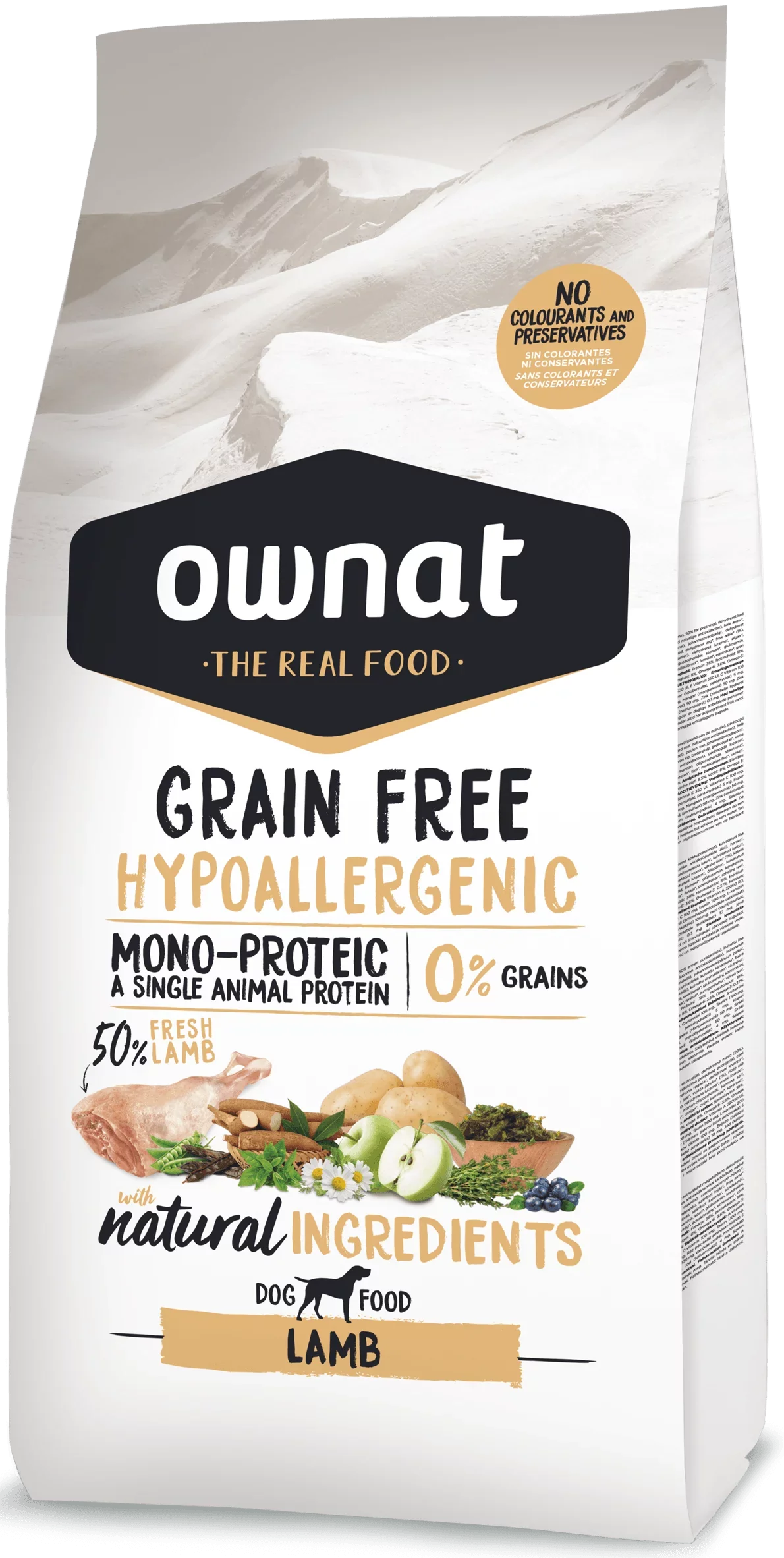 Ownat Grain Free Hypoallergenic Agneau ou Saumon 12 Kg