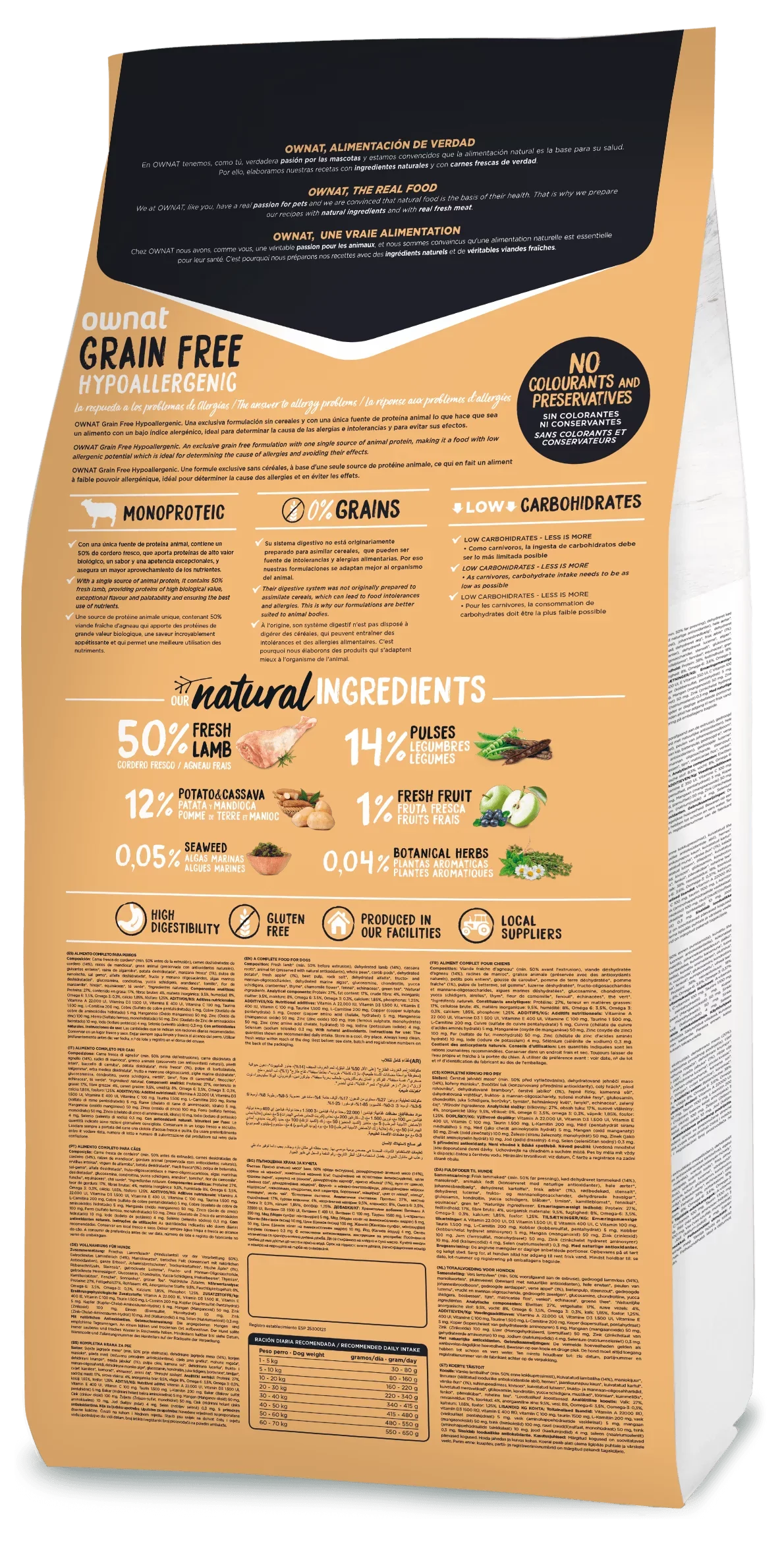 Ownat Grain Free Hypoallergenic Agneau ou Saumon 12 Kg