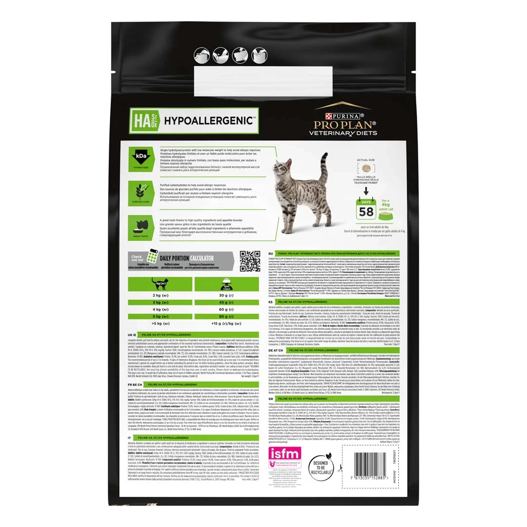 Pro Plan® Veterinary Diets Hypoallergenic - Chat sujets à l'Allergie Alimentaire 1.3 Kg