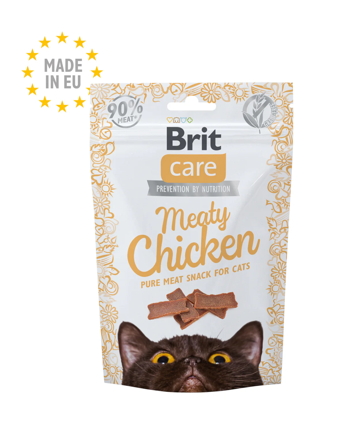 Brit Care Cat Snack Meaty Poulet ou Saumon 50g
