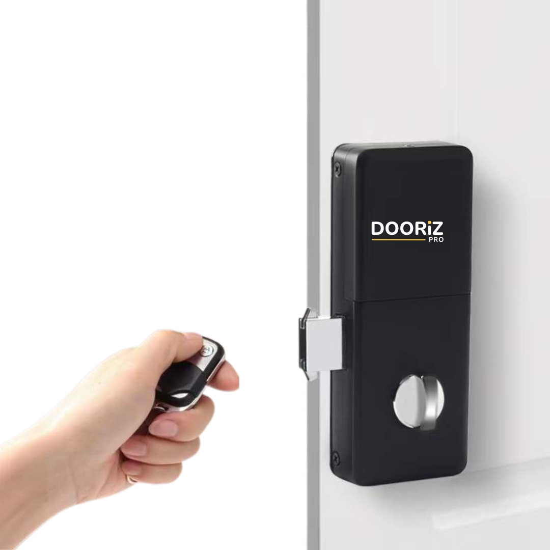 Dooriz PRO2 Cerradura invisible con 4 mandos a distancia y accesorios de instalación, cierre horizontal y vertical