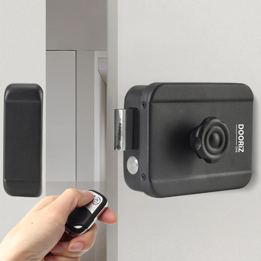 Dooriz ONE Cerradura invisible con 4 mandos a distancia y accesorios de instalación, color negro mate