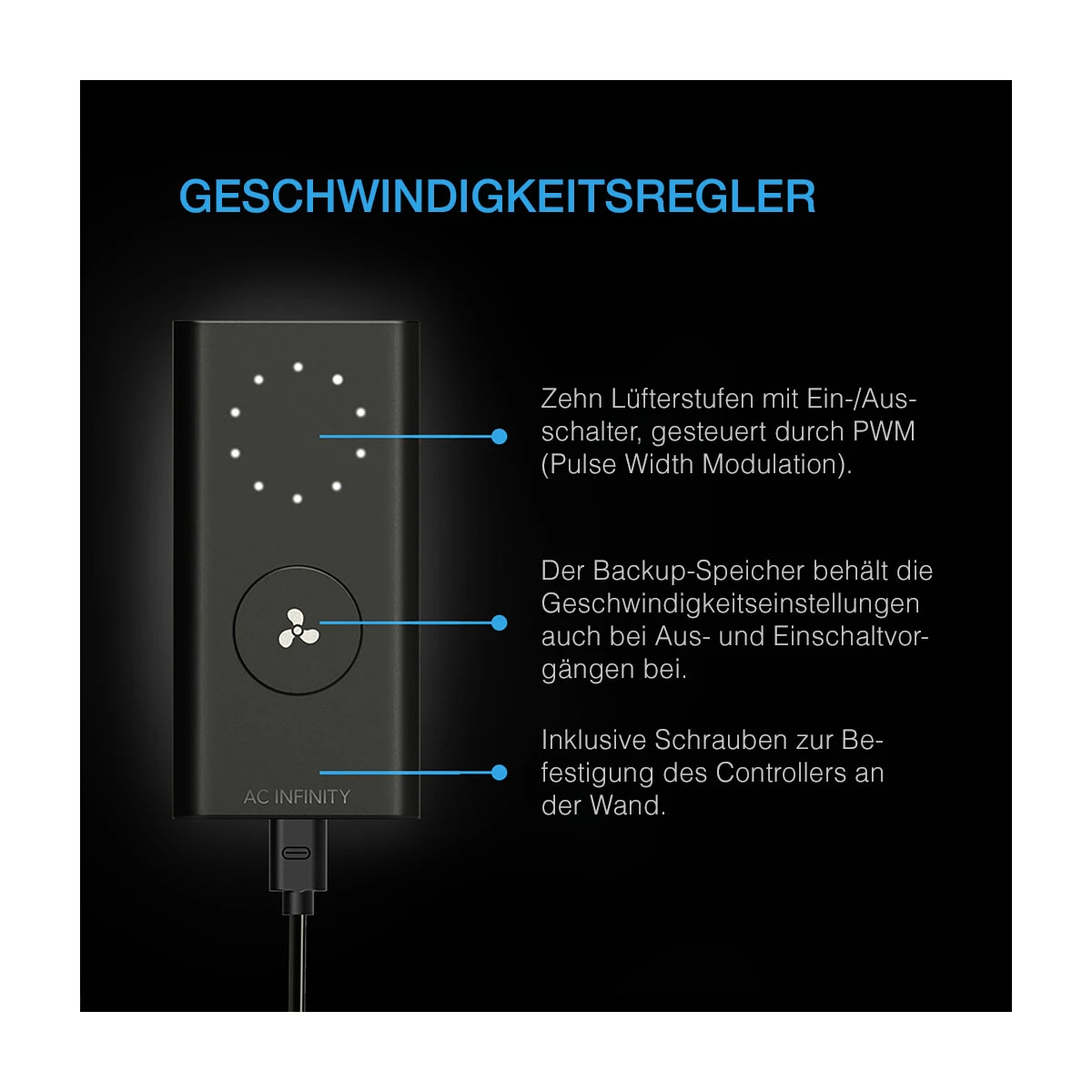 CLOUDLINE PRO S6, leises Inline-Lüftersystem mit Drehzahlregler, 150 mm