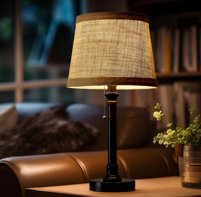 19.5" Small Table Lamp for Bedroom - Bedside Lamps for Nightstand, Black Table Lamp for Living Room with Fabric Shade, Desk Reading Lamp for Kids Room Living Room Office Dorm