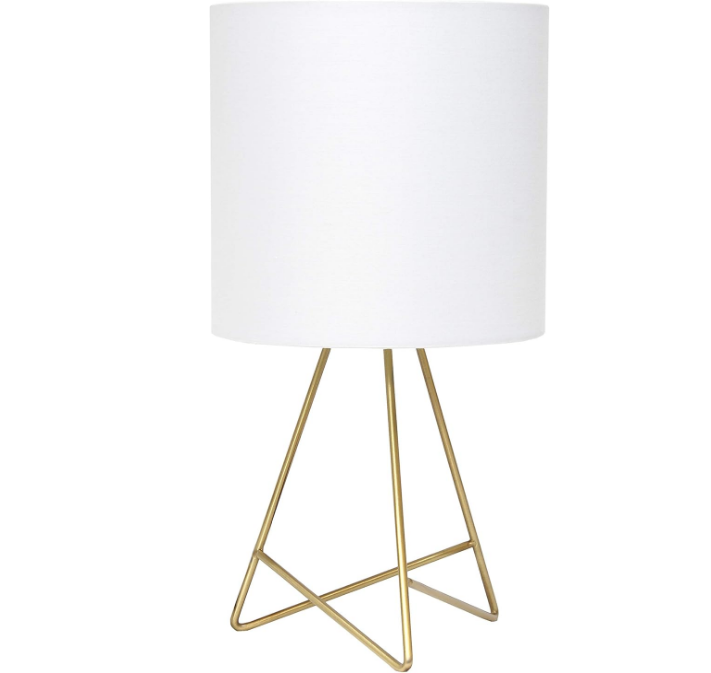 Designs LT2066-GDW 13.5" Down to the Wire Metal Table Lamp with Fabric Shade, Gold with White Shade