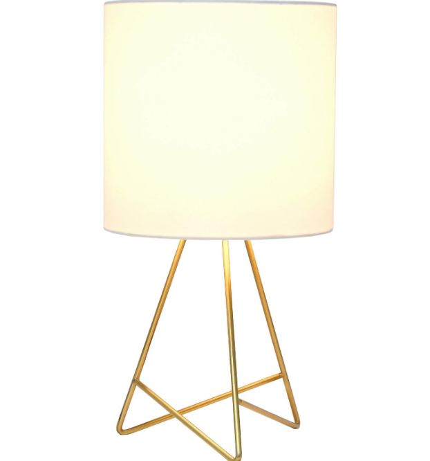 Designs LT2066-GDW 13.5" Down to the Wire Metal Table Lamp with Fabric Shade, Gold with White Shade