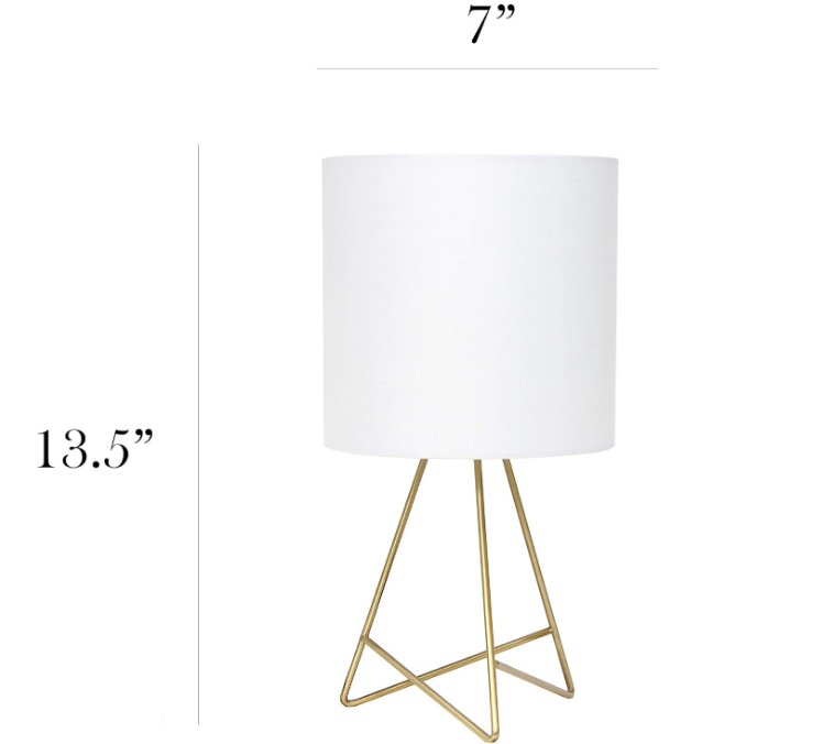 Designs LT2066-GDW 13.5" Down to the Wire Metal Table Lamp with Fabric Shade, Gold with White Shade