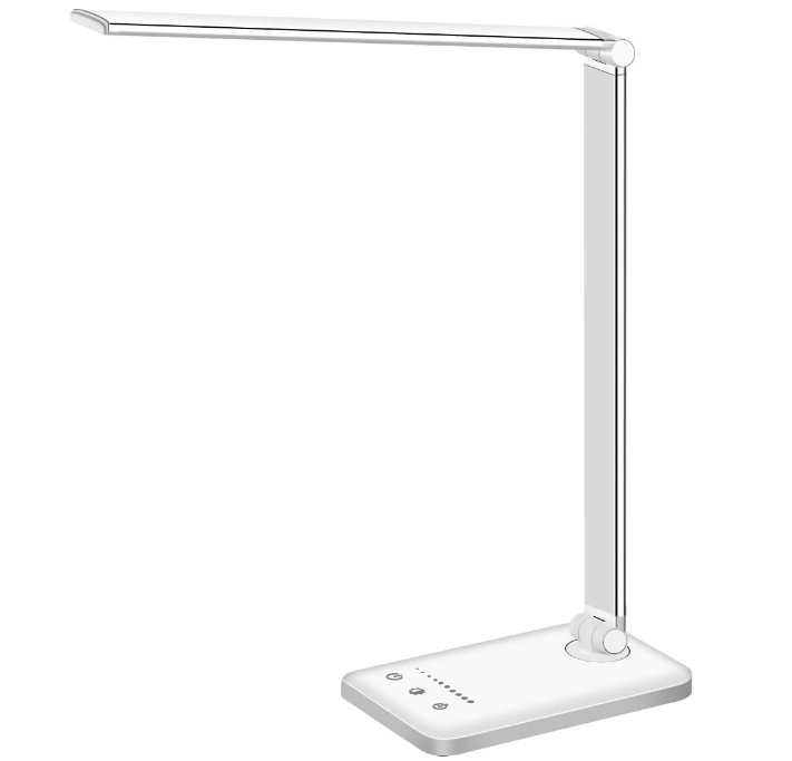 LED Desk Lamp Dimmable Table Lamp Reading Lamp with USB Charging Port, 5 Lighting Modes, Sensitive Control, 30/60 Minutes Auto-Off Timer, Eye-Caring Office Lamp