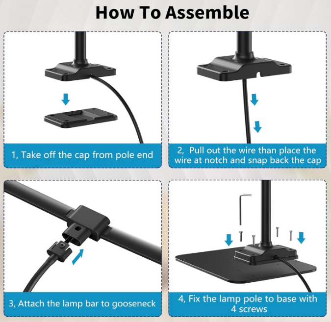 Desk Lamp Double Light: Bright Led Desk Lights for Home Office - Eye Care Reading Table Lamps with Base - Dimmable Desktop Lighting for Computer Monitor Study Drafting