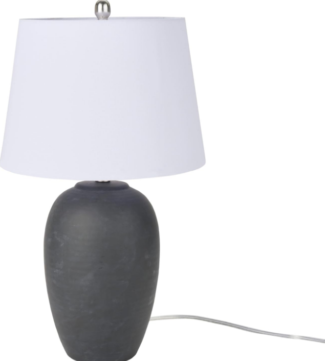 23" Black Vintage Distressed Ceramic Pot Table Lamp for Bedroom, Living Room, End Table, with White Tapered Drum Shade