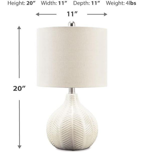 Design by Ashley Rainermen 20" Modern Herringbone Ceramic Table Lamp, Off White