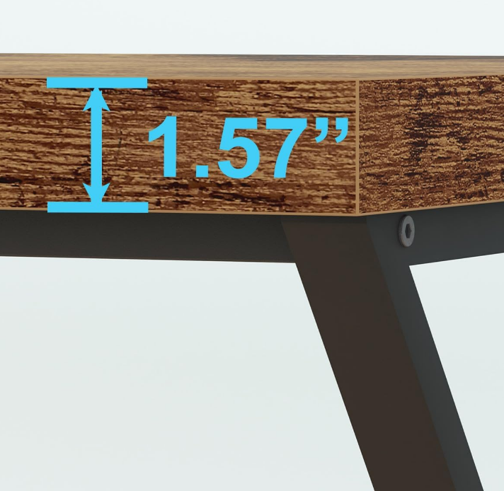 Rustic Computer Desk, Industrial 47” Home Office Desk, Farmhouse Wood Metal Work Desk for Writing Study, Vintage Minimalist Executive Workstation PC Gaming Table in Bedroom, Rustic Brown