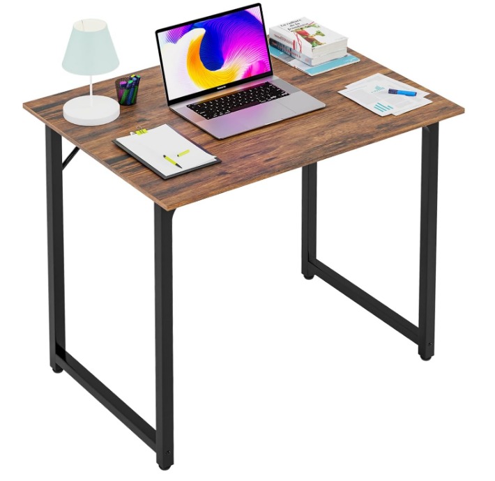 32 inch Computer Desk,Office Desk with Metal Frame,Modern Simple Style for Home Office Study,Writing for Small Space,Brown