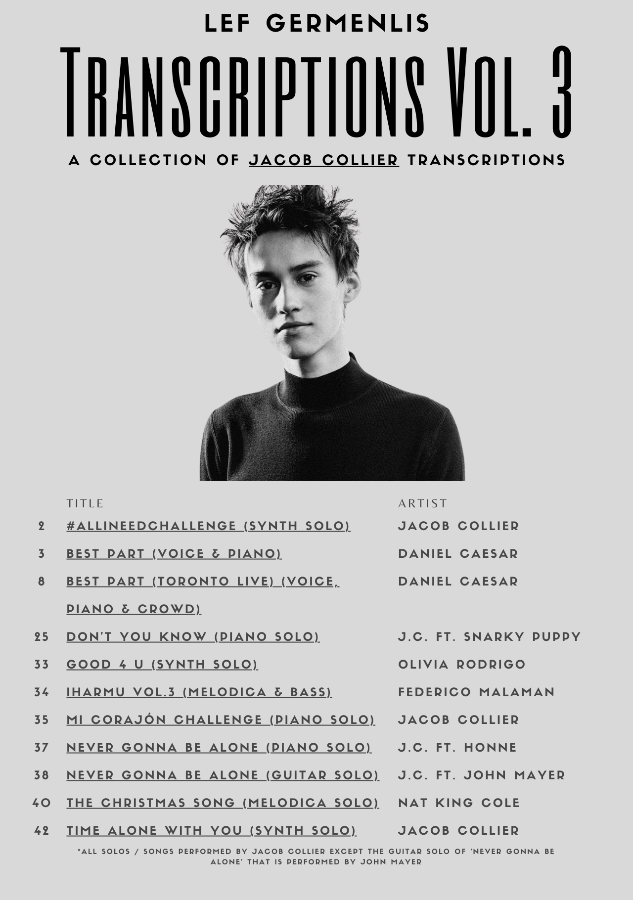 Transcriptions Vol. 3 - (A Collection of Jacob Collier Transcriptions) - PDF