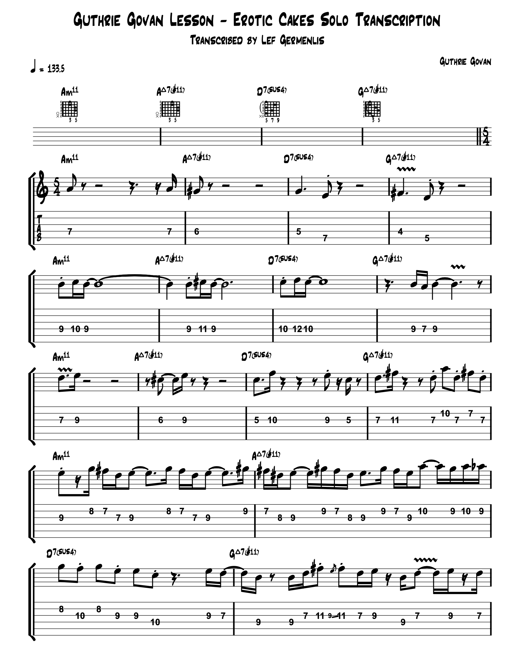 Guthrie Govan Lesson - Erotic Cakes (Guitar Solo Transcription) - PDF