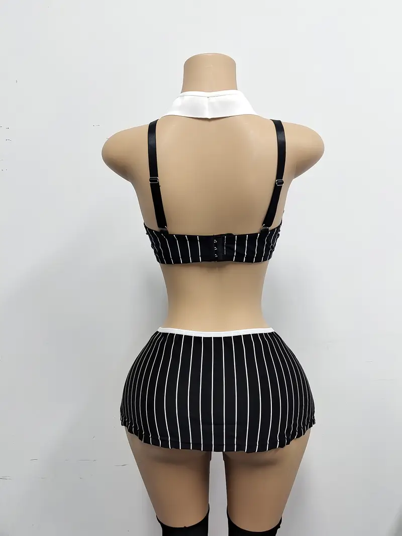 Plus size Pinstripe Lingerie Set