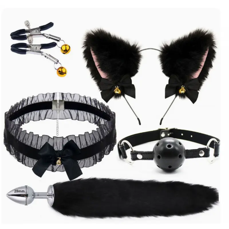 Black Cat Cosplay BDSM Set