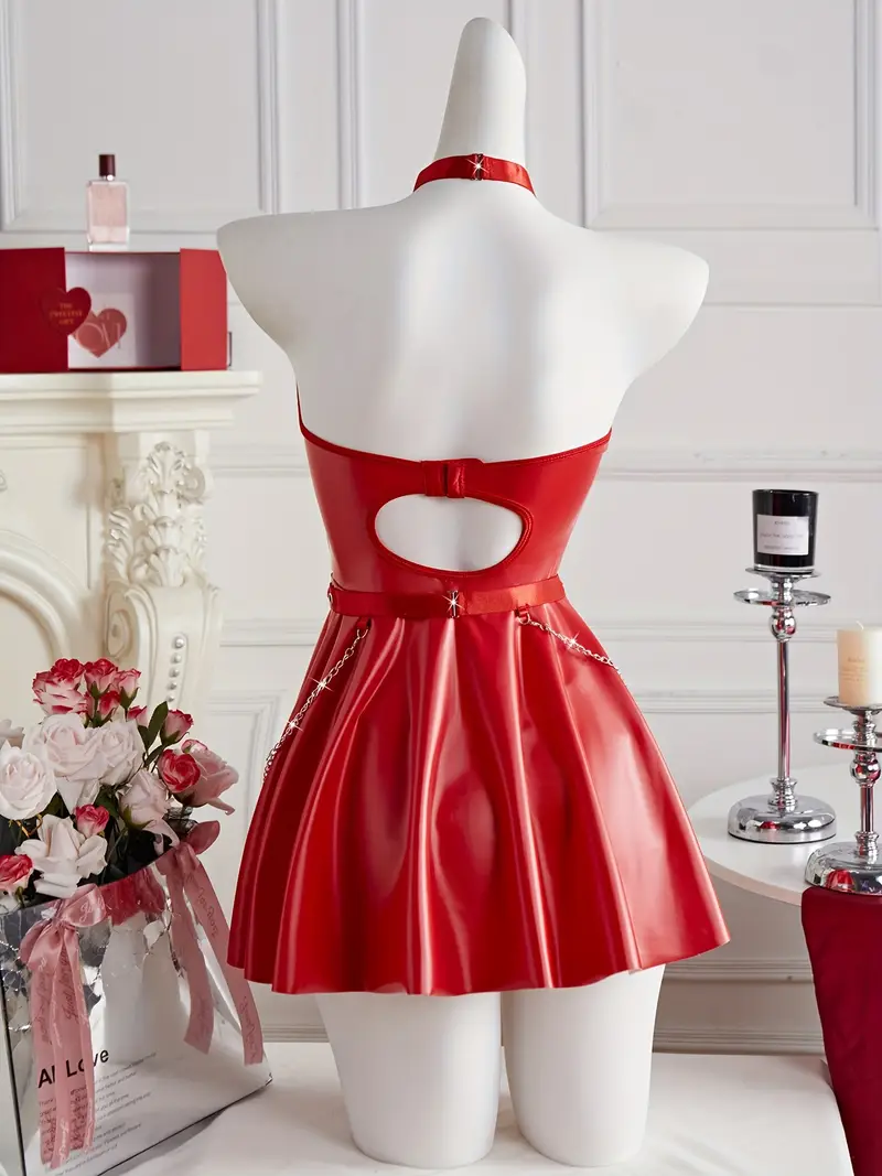 Red Halter Cut-Out Mini Dress