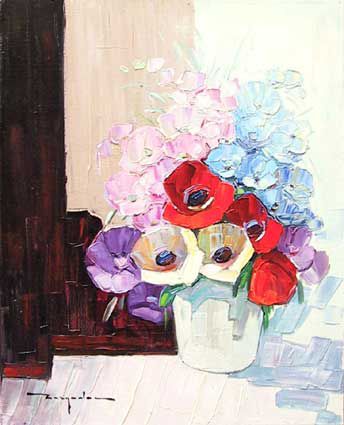 Bouquet posé sur une table