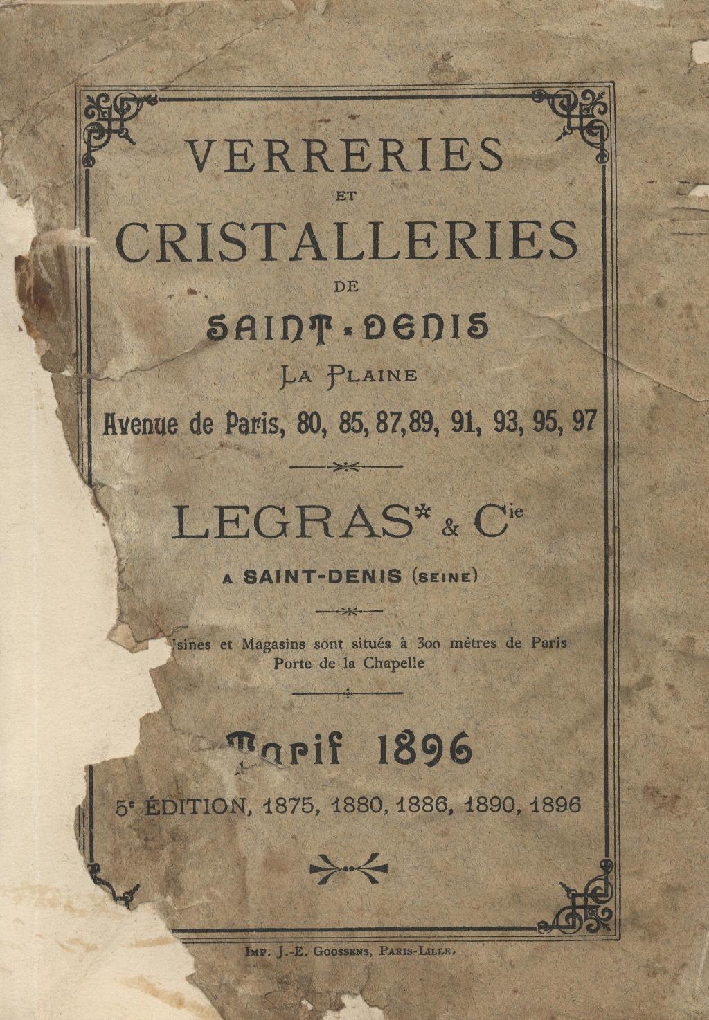 Catalogue Legras et CIE - 1896