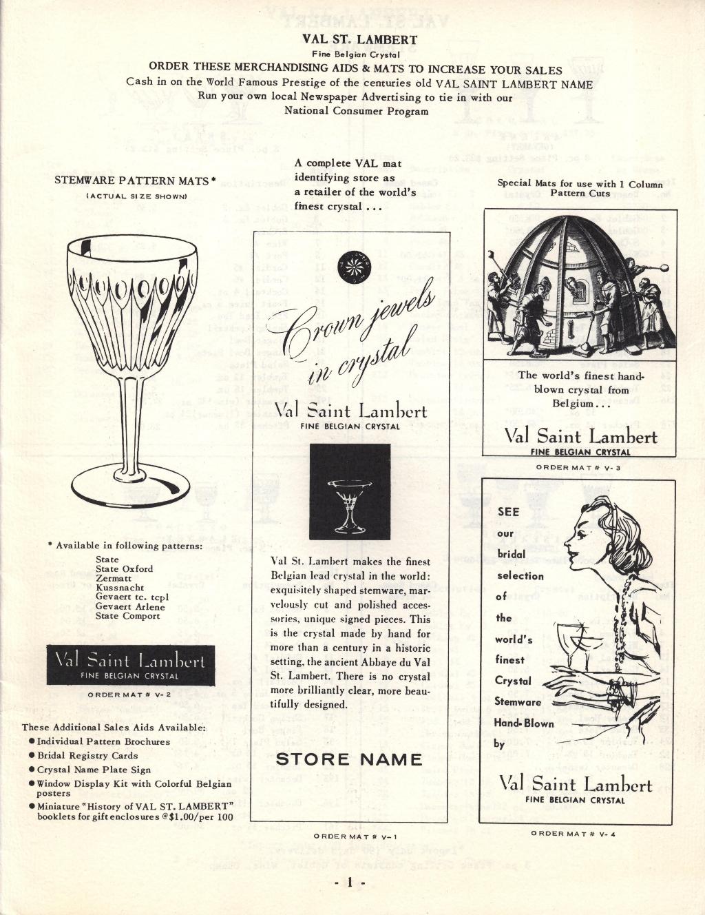 Catalogue Val Saint Lambert - 1957