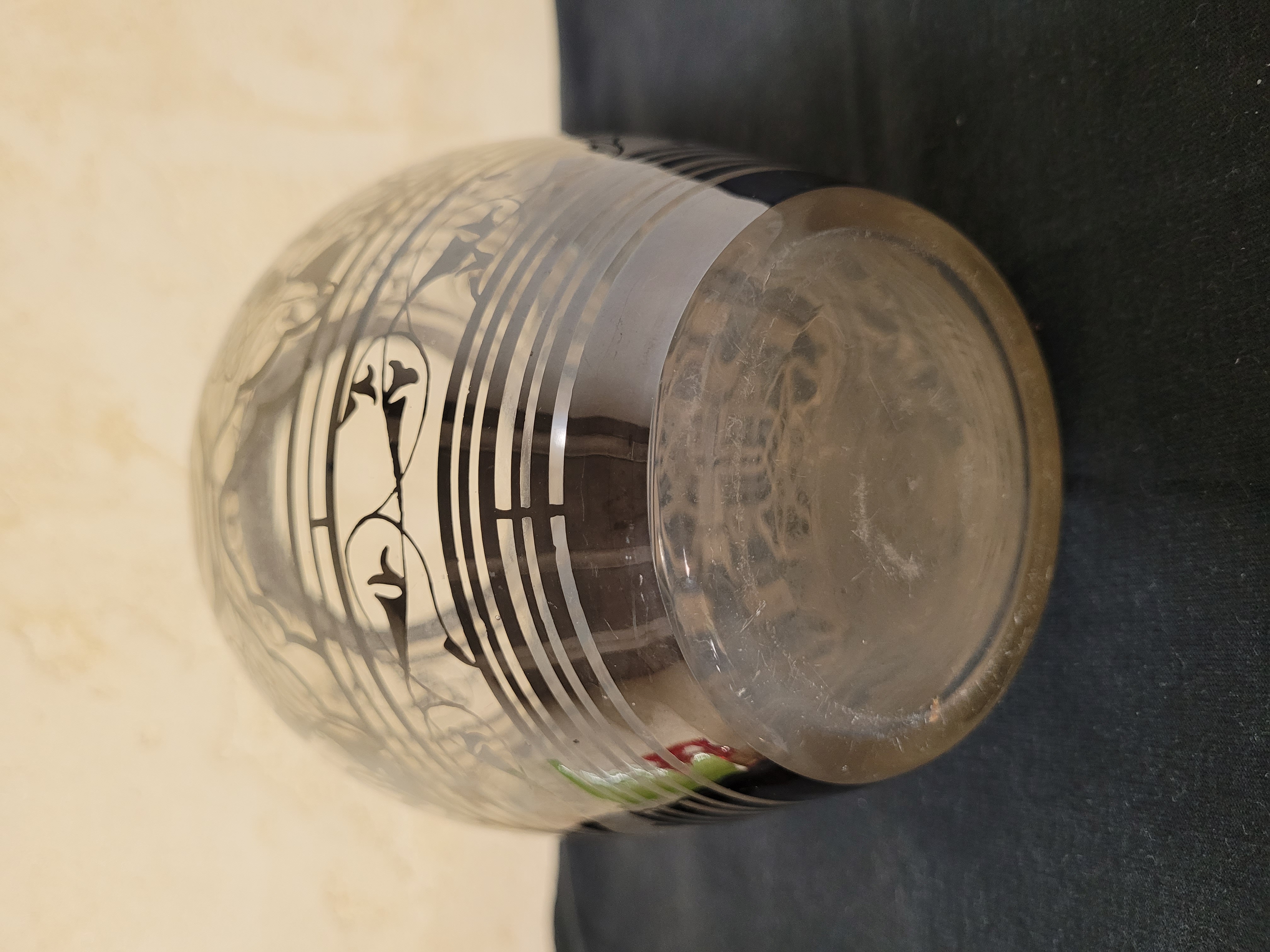 SAINT GRAAL - Vase en verre orné d'argent, Art Deco