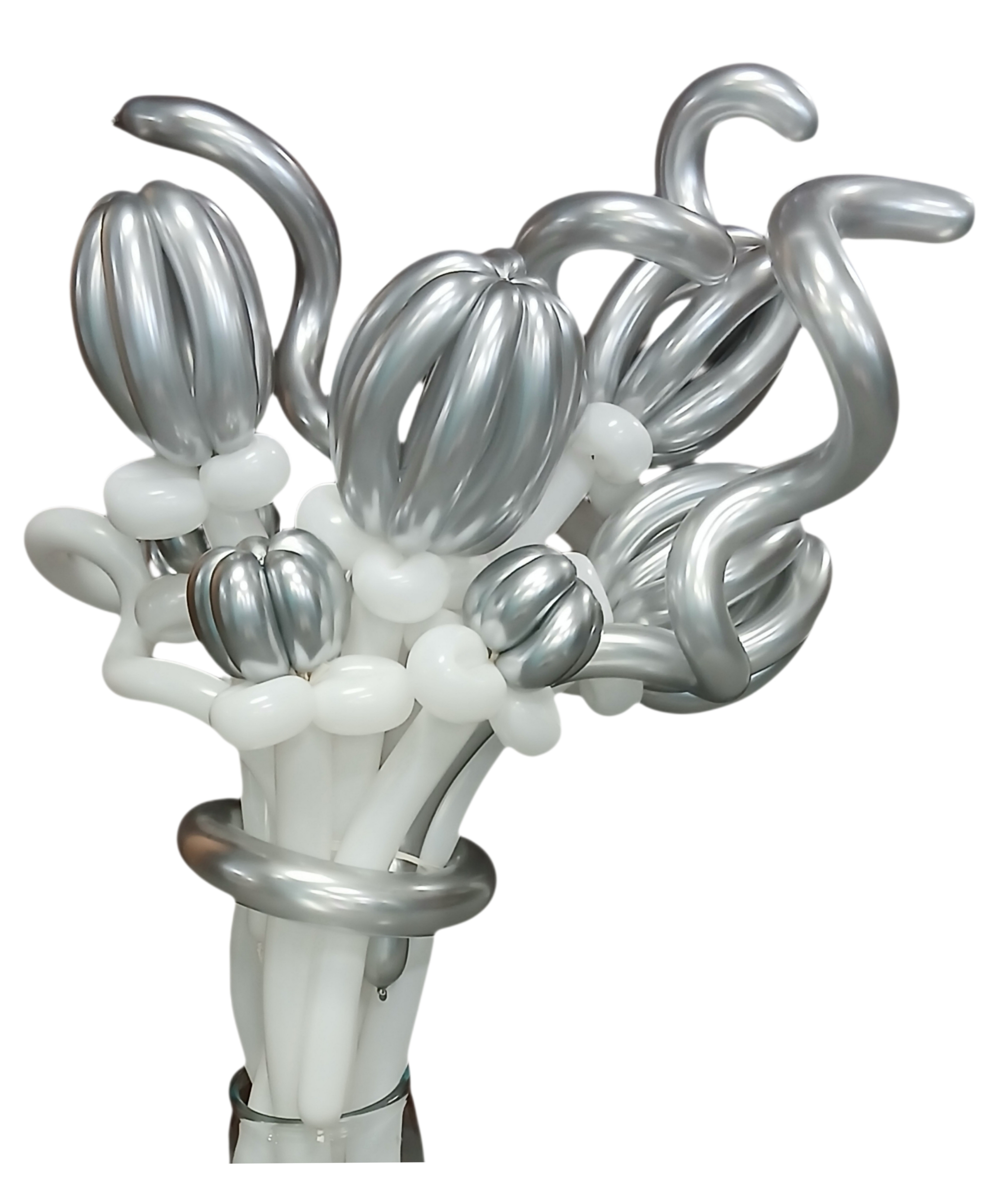 Silver and White Balloon Bouquet