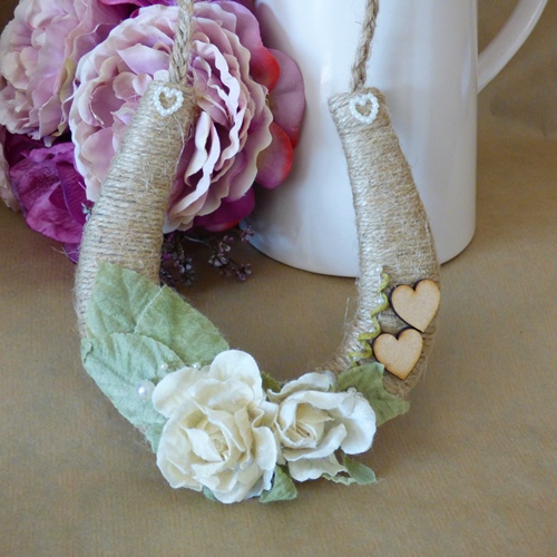 Rustic Twine Cream Flowers Wedding Horseshoe