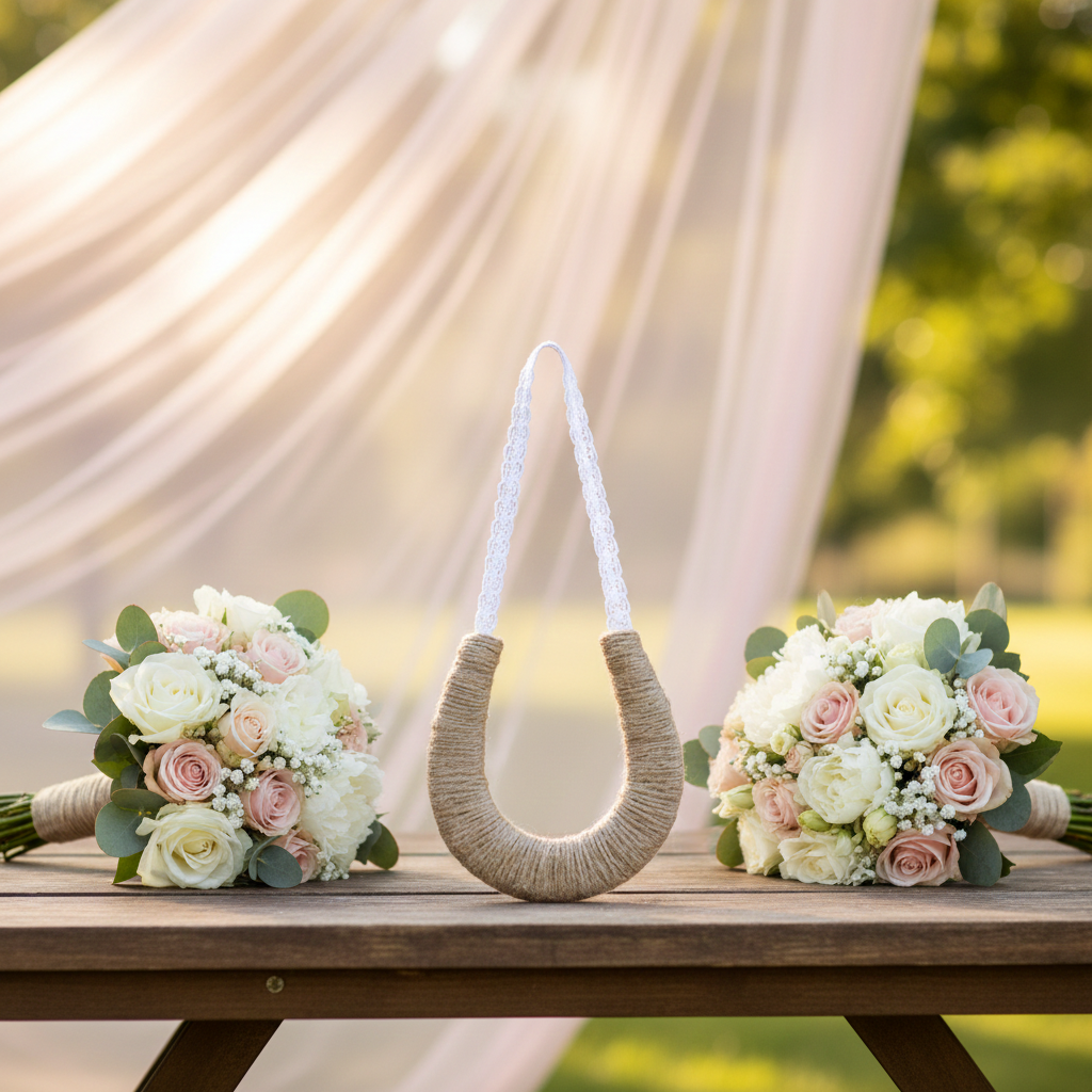 Rustic Twine & Lace Wedding Horseshoe