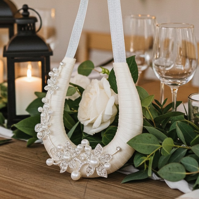Diamante Flowers Wedding Horseshoe
