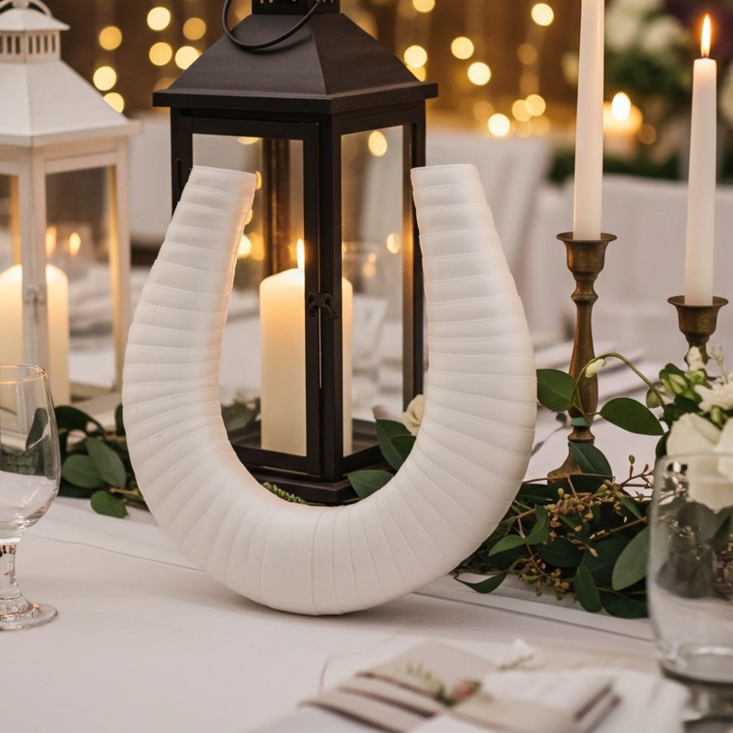Pearl White Ribbon Wedding Horseshoe