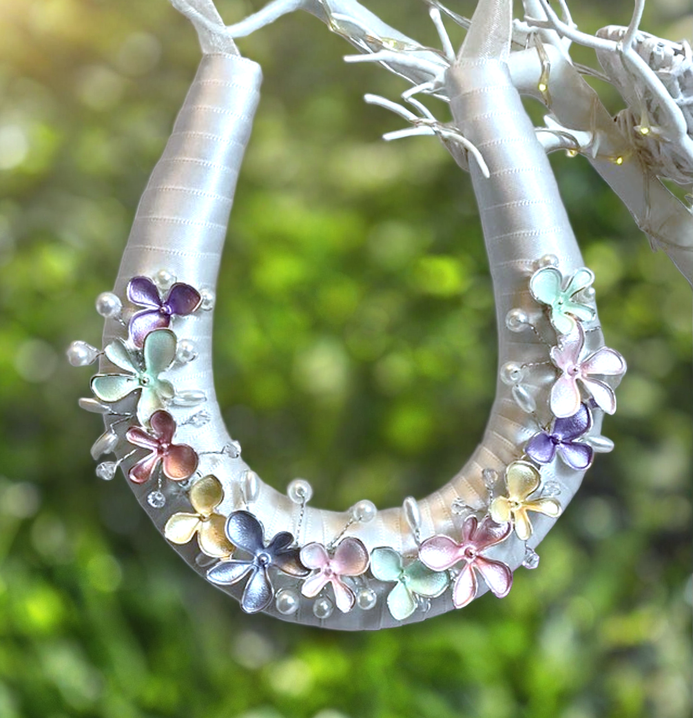 Handmade Enamel Floral Horseshoe