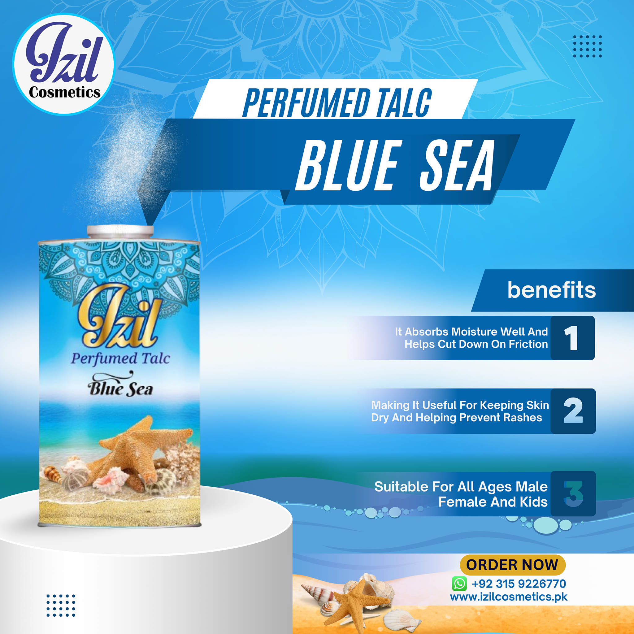 Izil BLUE SEA Perfumed Talcum Powder