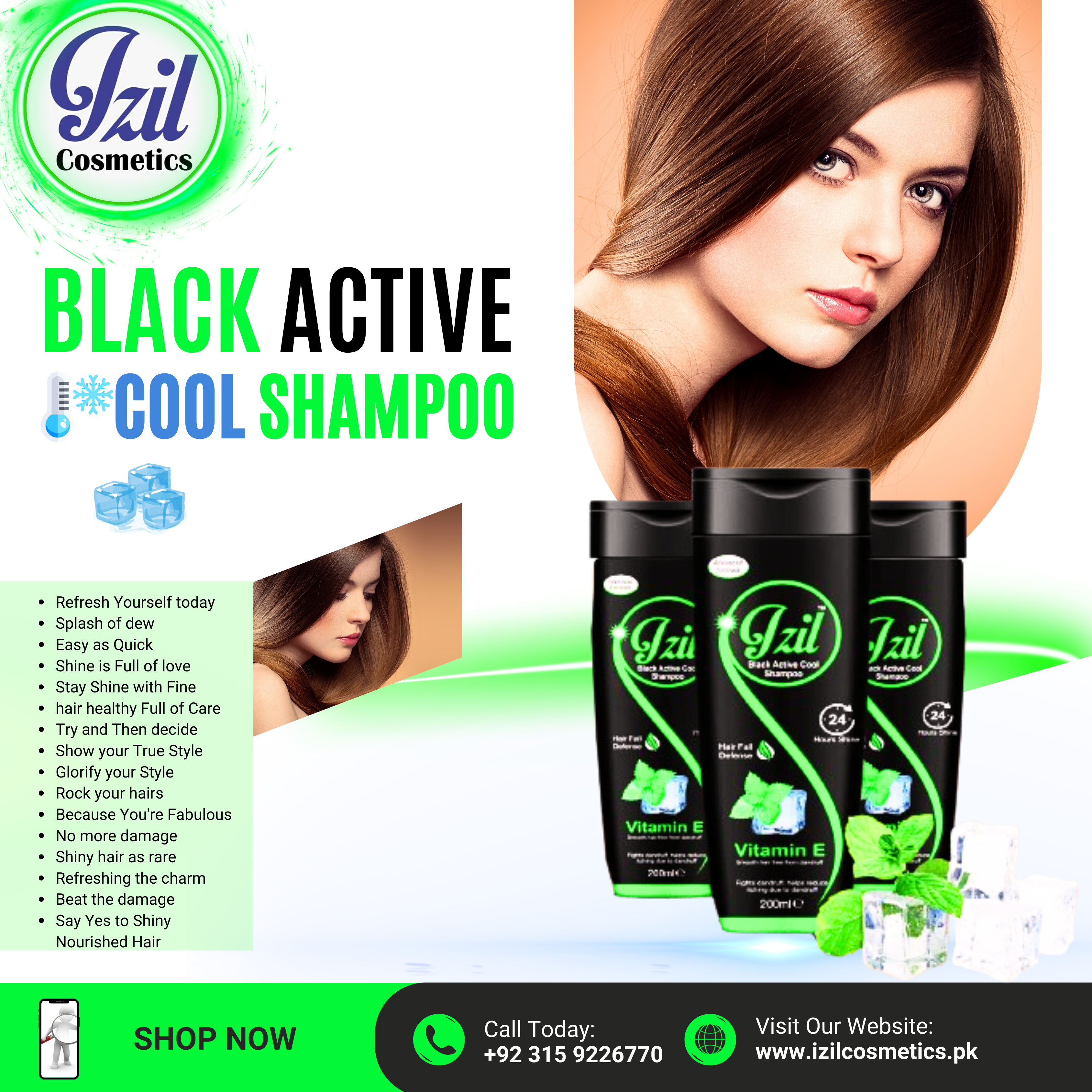 Izil Black Active Cool Shampoo with Vitamin E