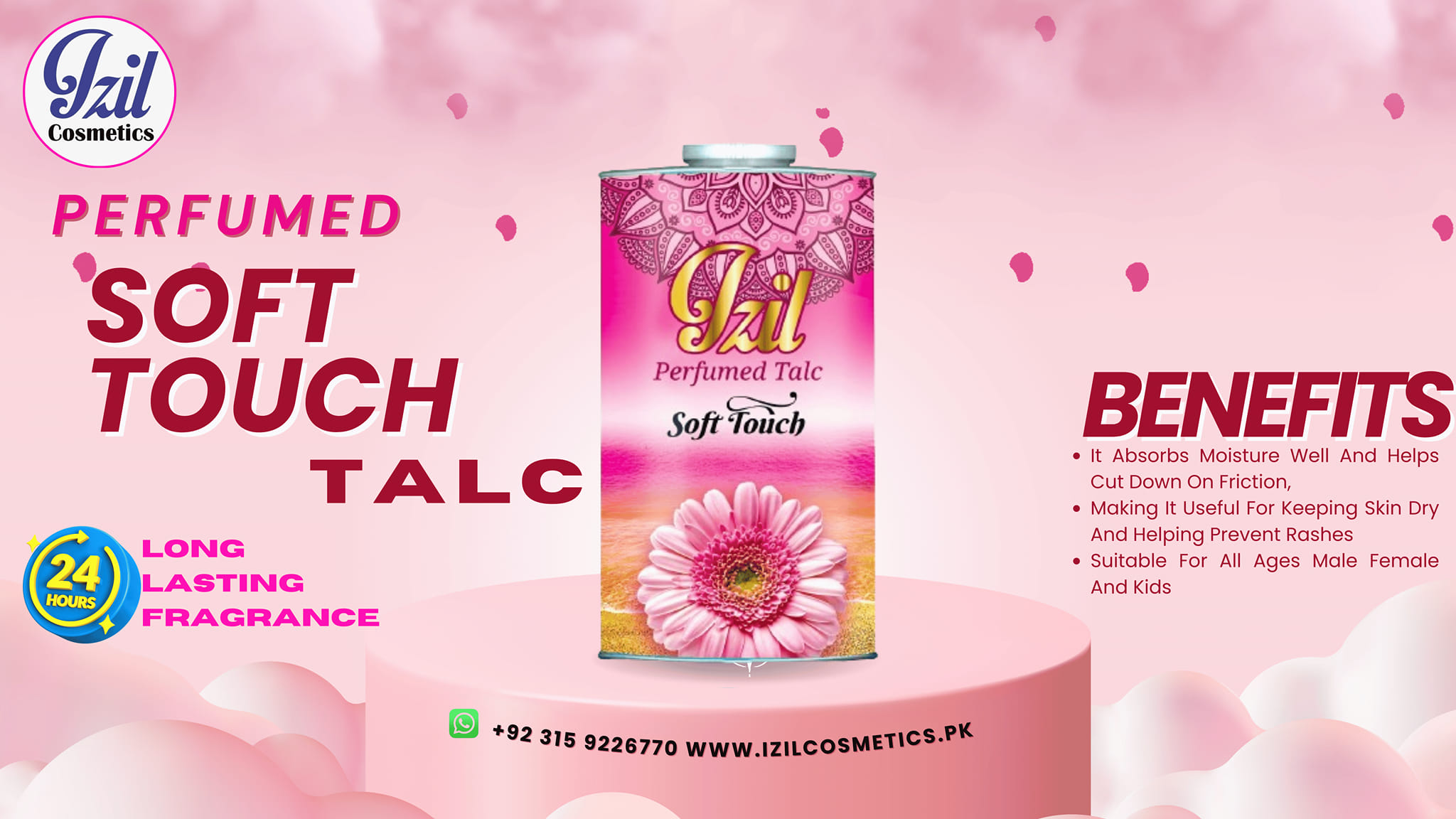 Izil SOFT TOUCH Perfumed Talcum Powder (ROSES)
