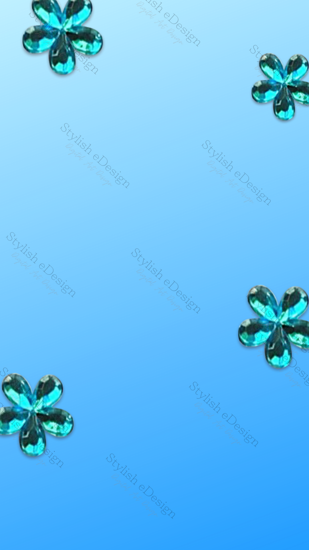 Blue Watery Flower Mobile Wallpaper