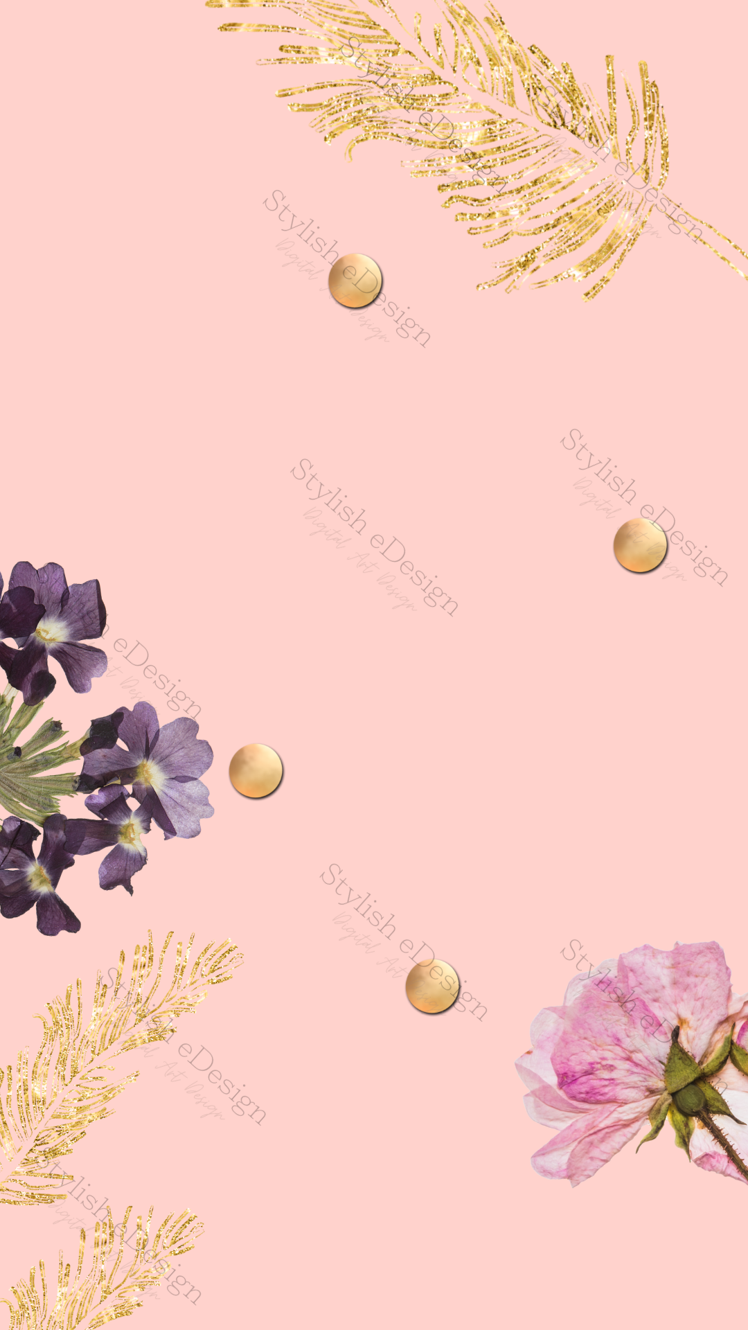 Happy Day Pink and Gold Mobile Wallpaper