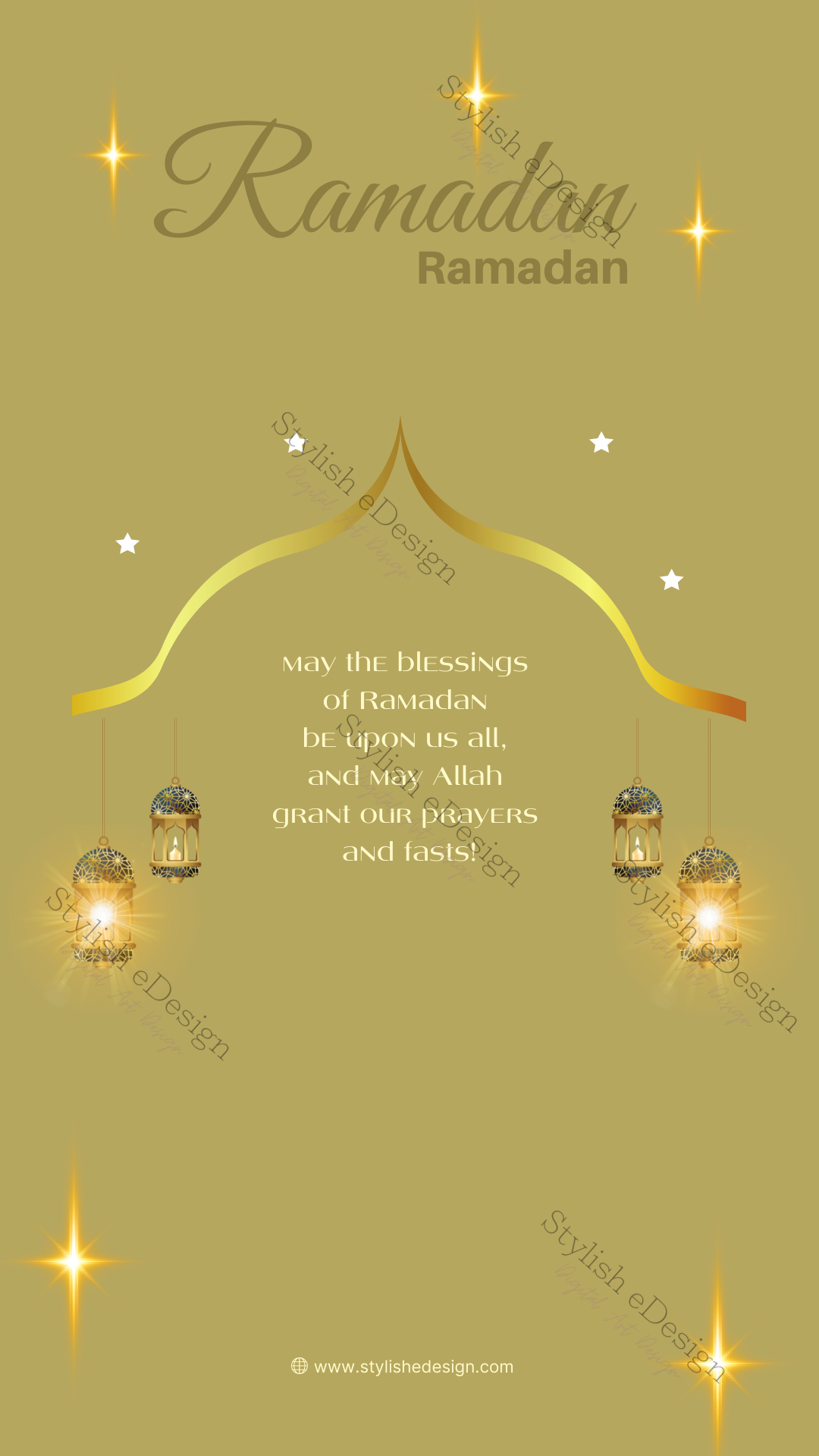 Ramadan Kareem-Dark Beige and Gold sparkle Mobile Wallpaper